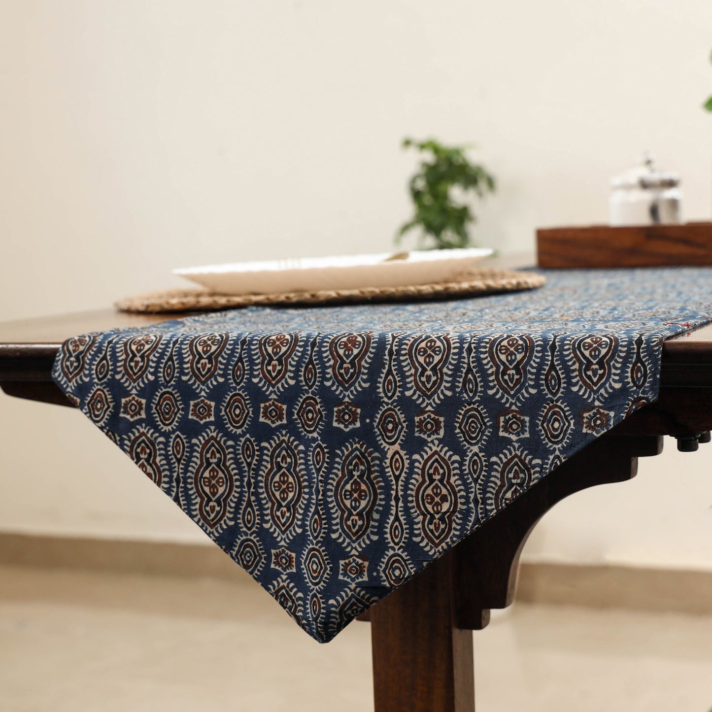 Blue Handcrafted Cotton Table Runner