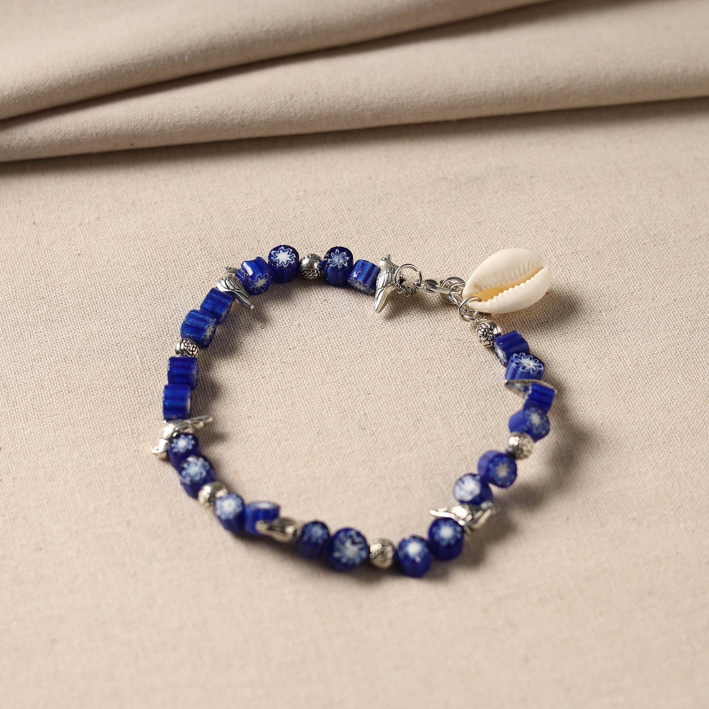 Buy Handcrafted German Silver Beaded Anklet