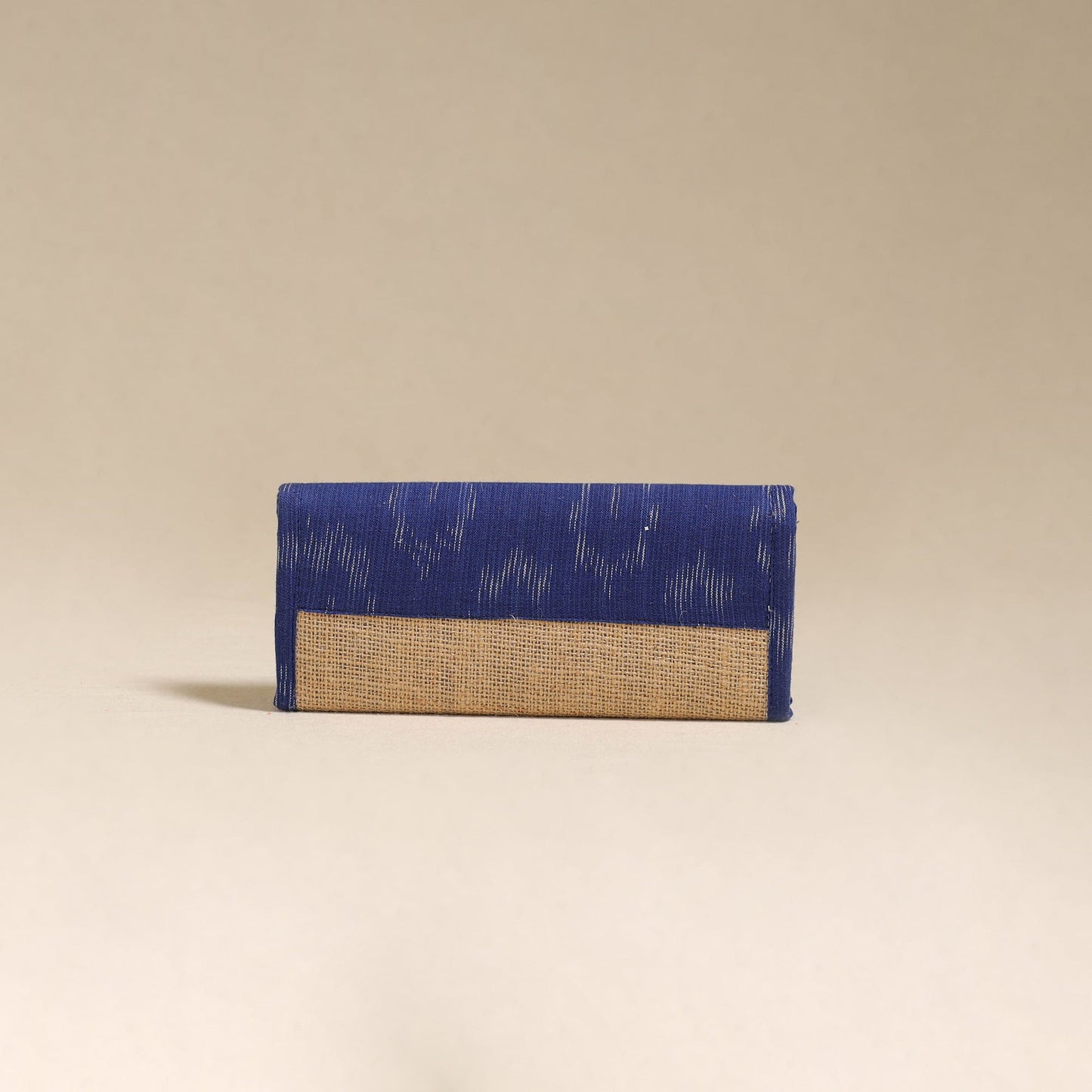 Blue - handcrafted ikat fabric jute clutch / wallet