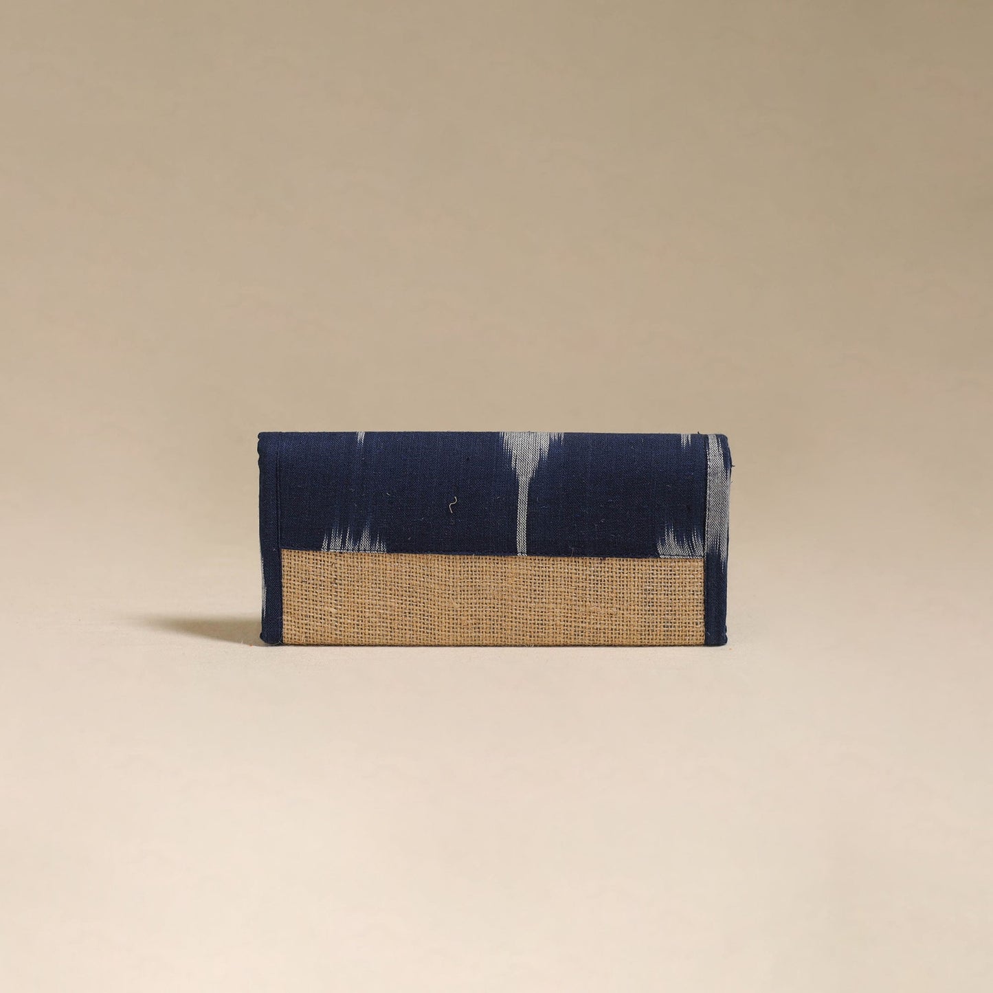 Blue - handcrafted ikat fabric jute clutch / wallet