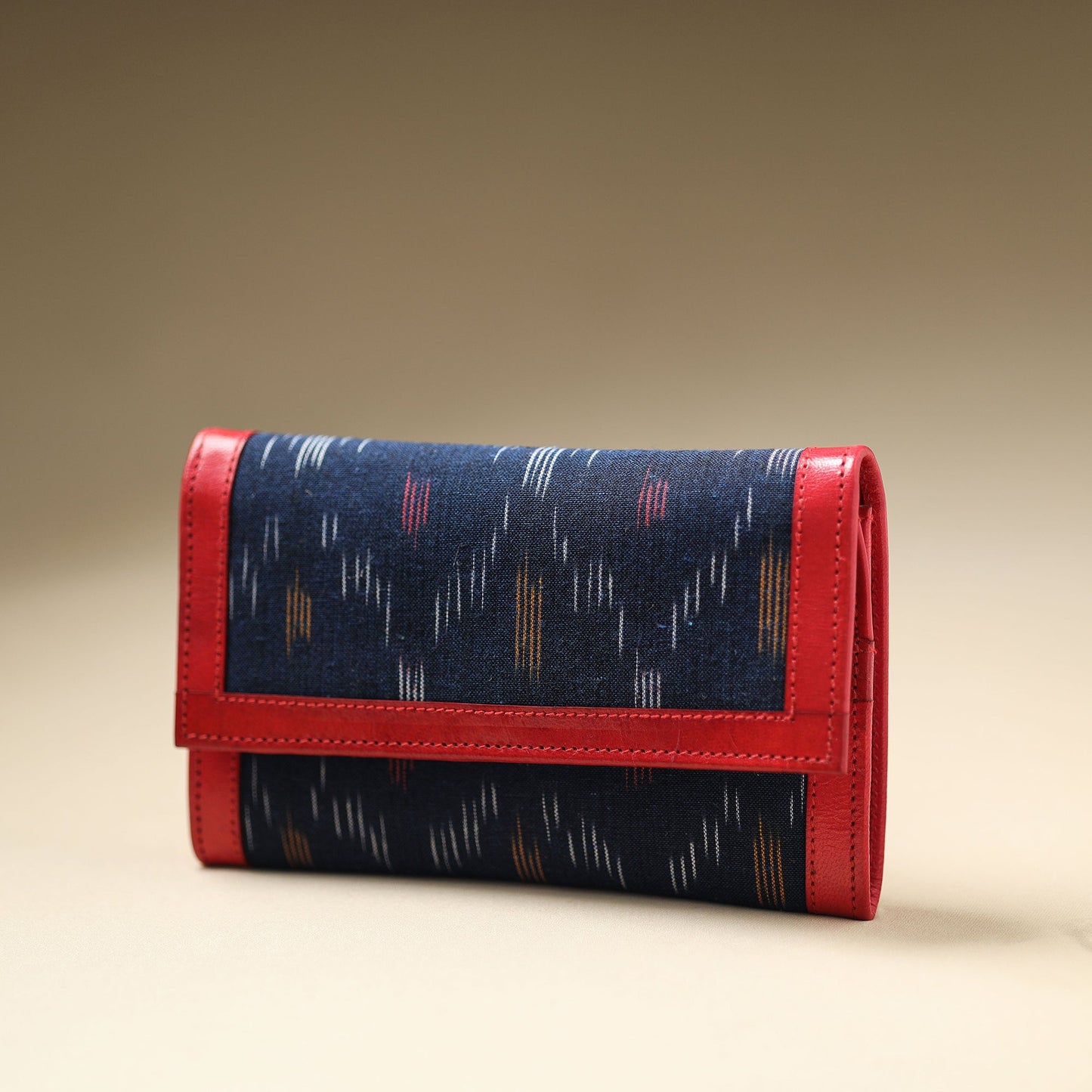 Blue - Handcrafted Ikat Weave Leather Wallet