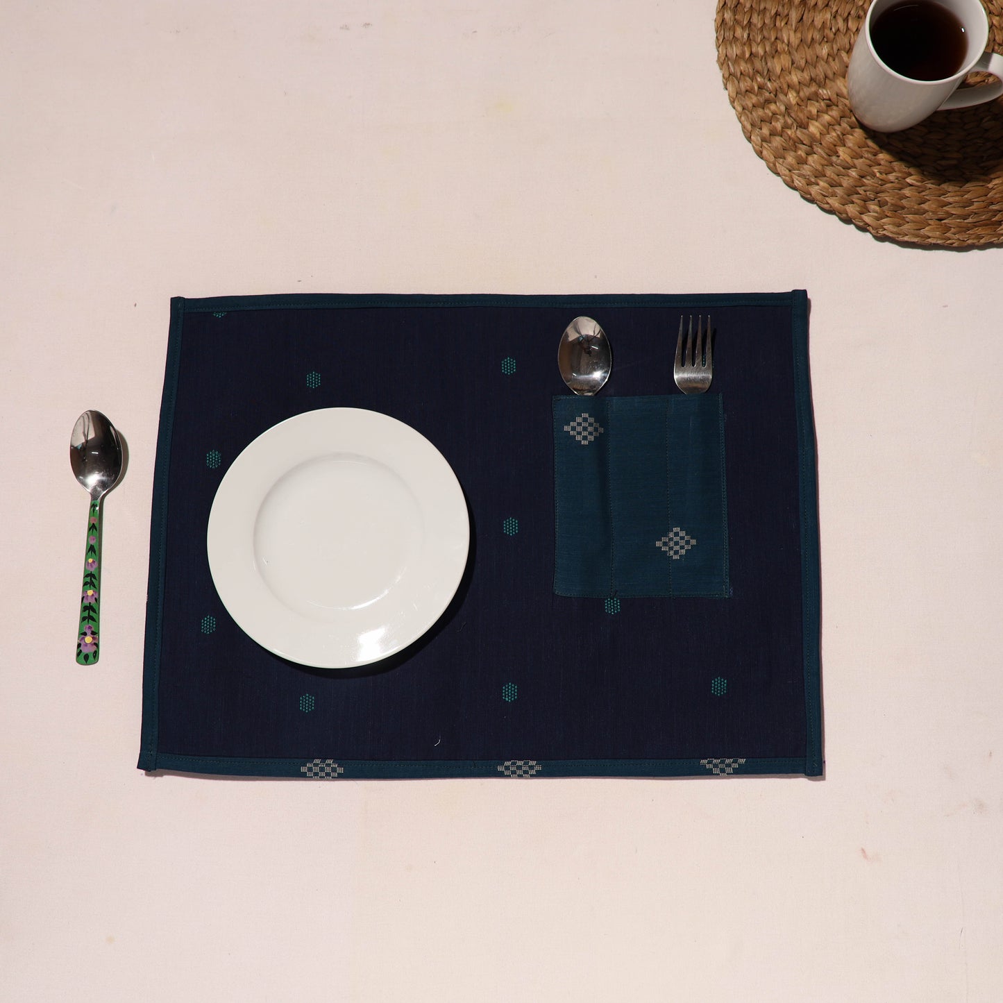 Blue Jacquard Table Placemats for Home