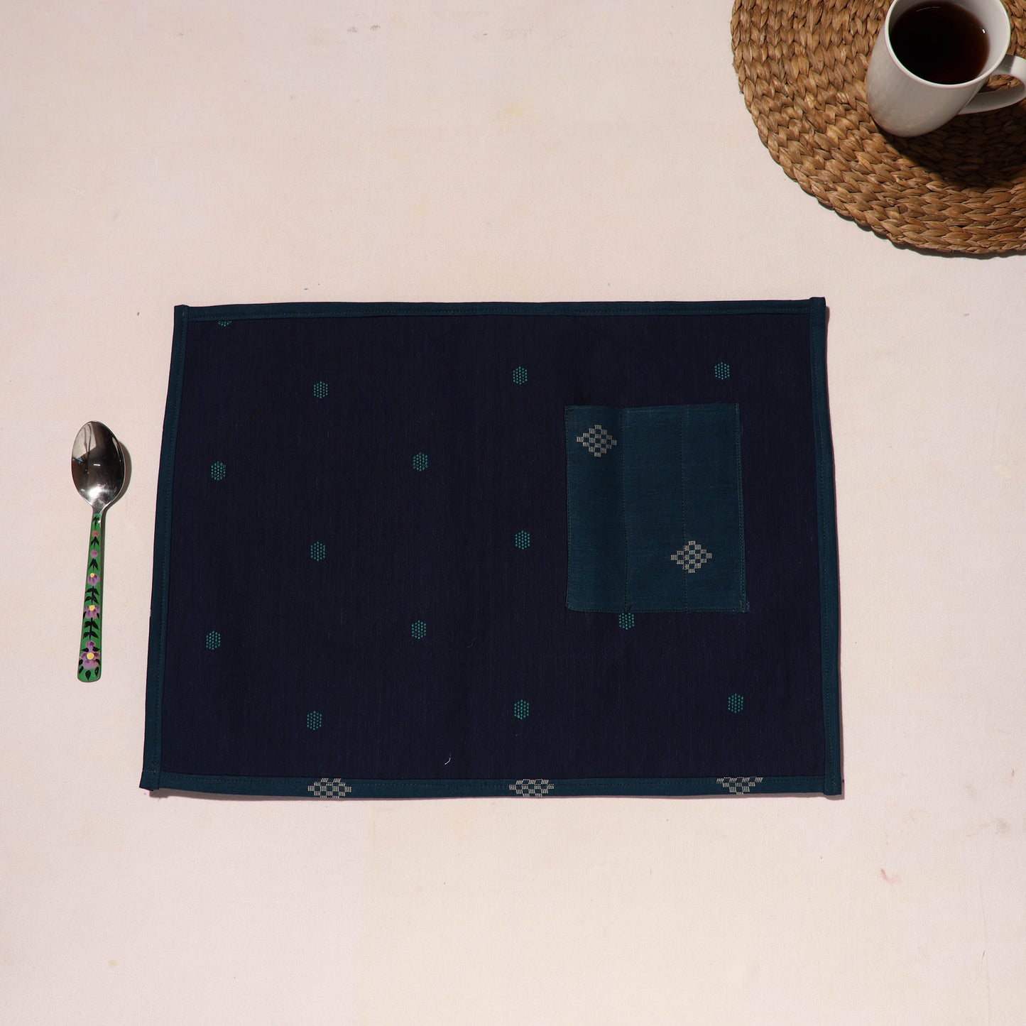 Blue Jacquard Table Placemats for Home
