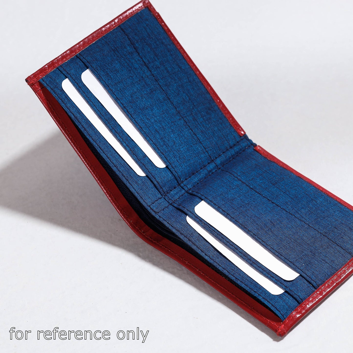Blue Handcrafted Kantha Embroidery Silk & Leather Unisex Wallet
