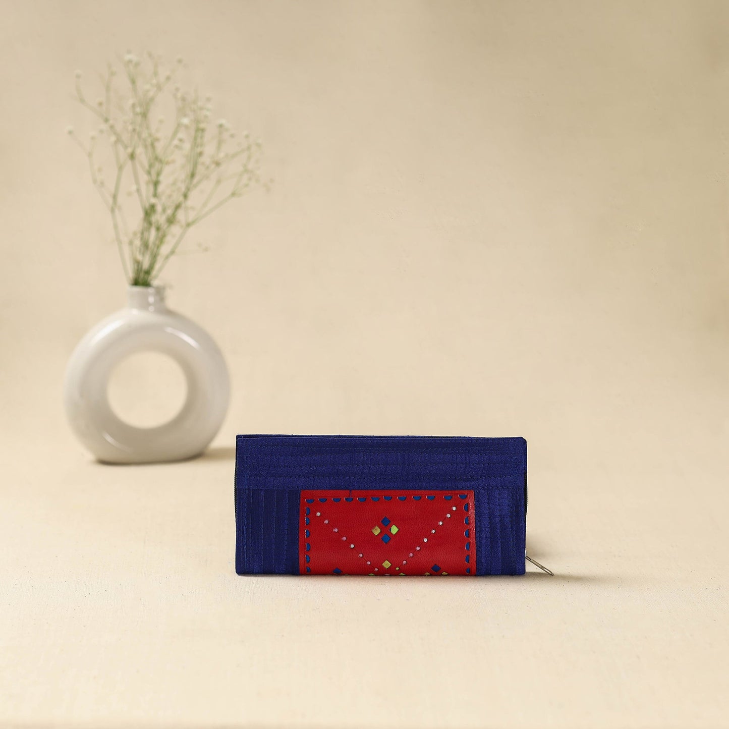 Blue - handcrafted kutch leather clutch / wallet 25