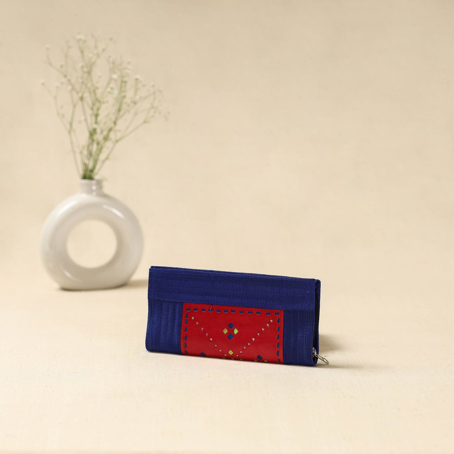 Blue - handcrafted kutch leather clutch / wallet 25