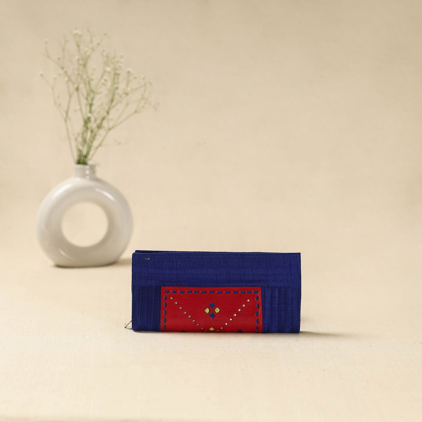 Blue - handcrafted kutch leather clutch / wallet 25