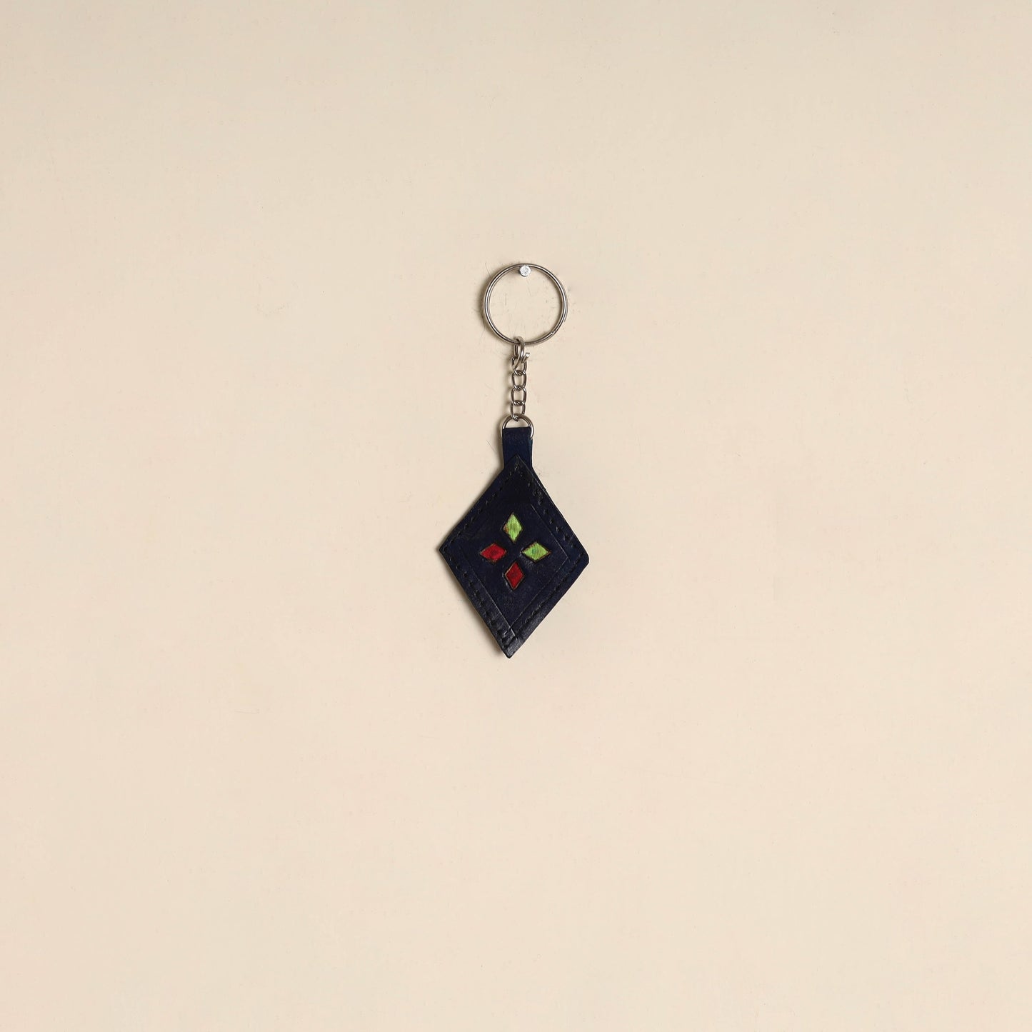 Blue - handcrafted kutch leather keychain 14