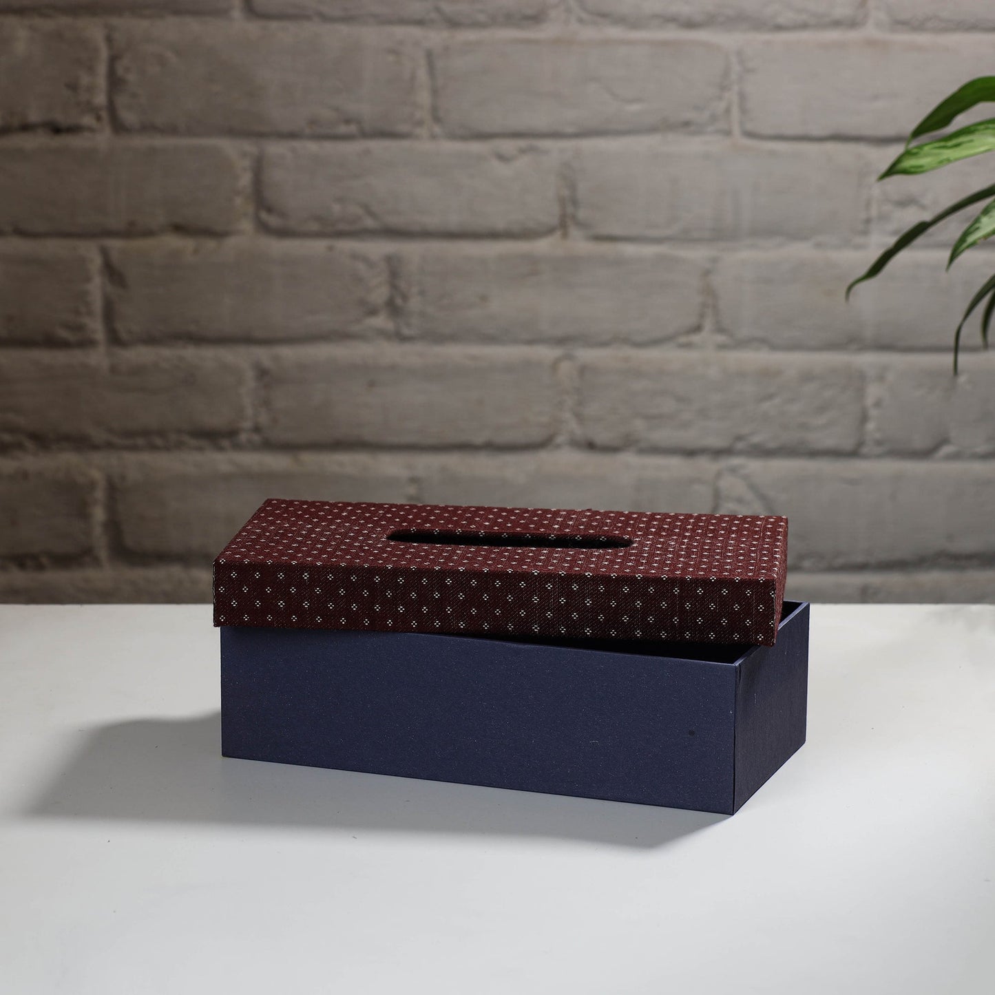 Blue Handcrafted Mashru Silk Fabric Tissue Box