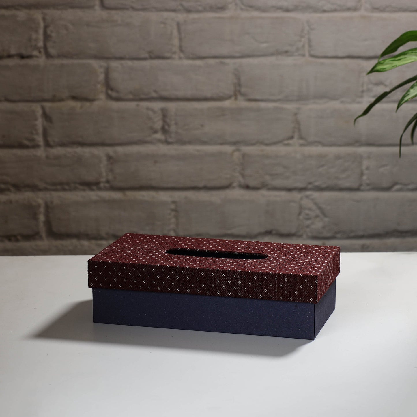 Blue Handcrafted Mashru Silk Fabric Tissue Box