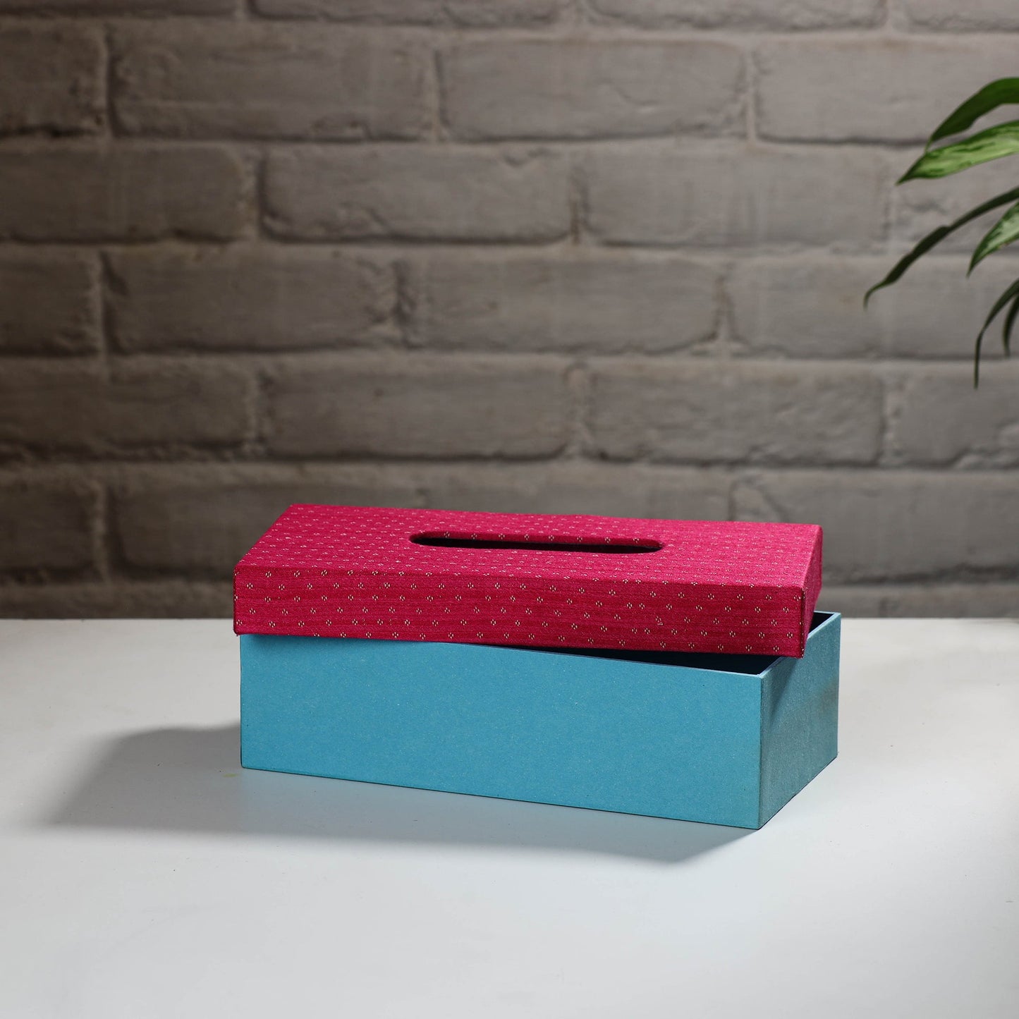 Plue Handcrafted Mashru Silk Fabric Tissue Box