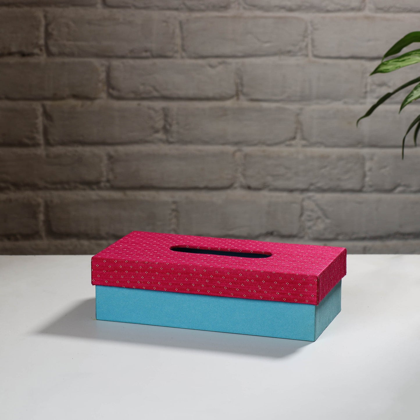 Plue Handcrafted Mashru Silk Fabric Tissue Box