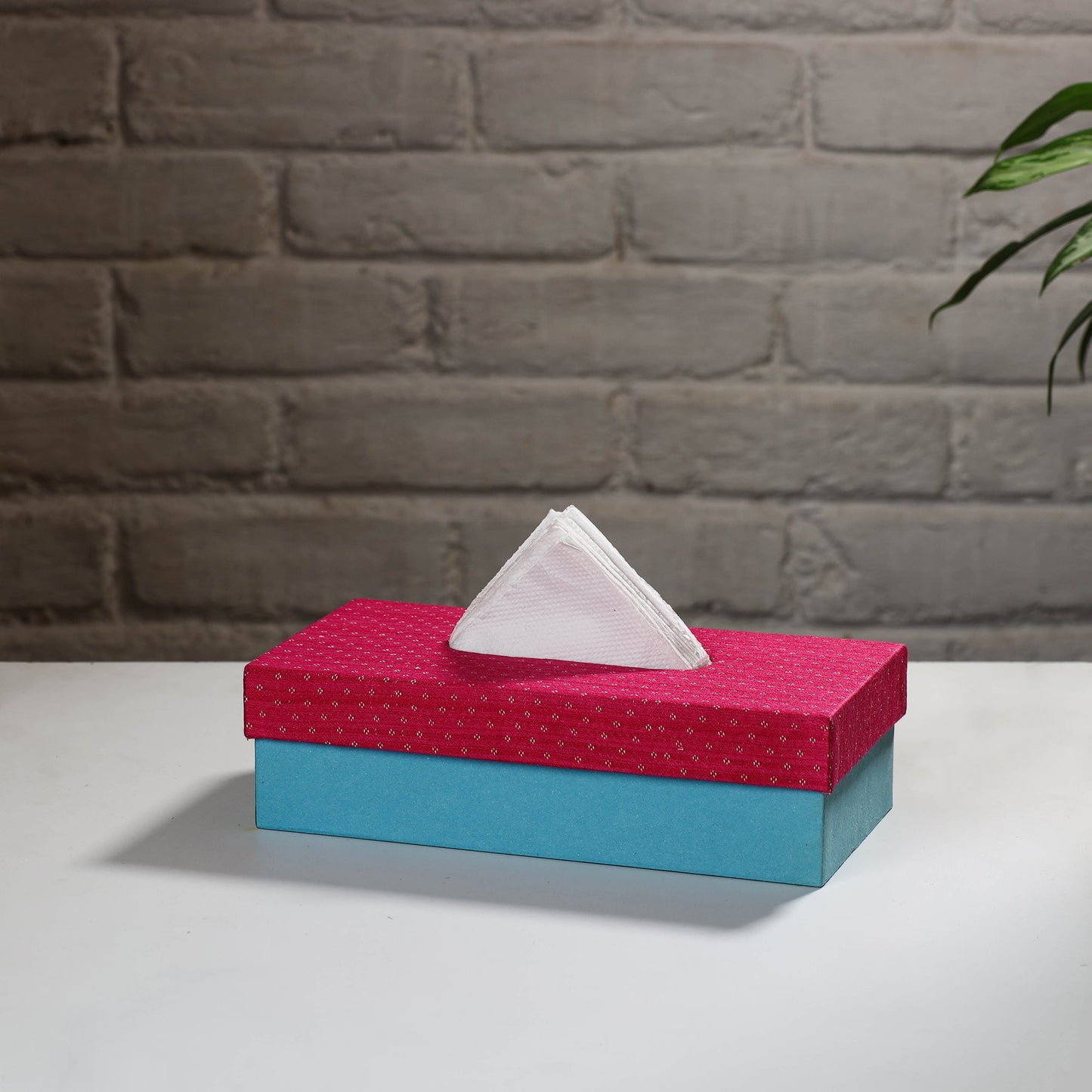 Plue Handcrafted Mashru Silk Fabric Tissue Box