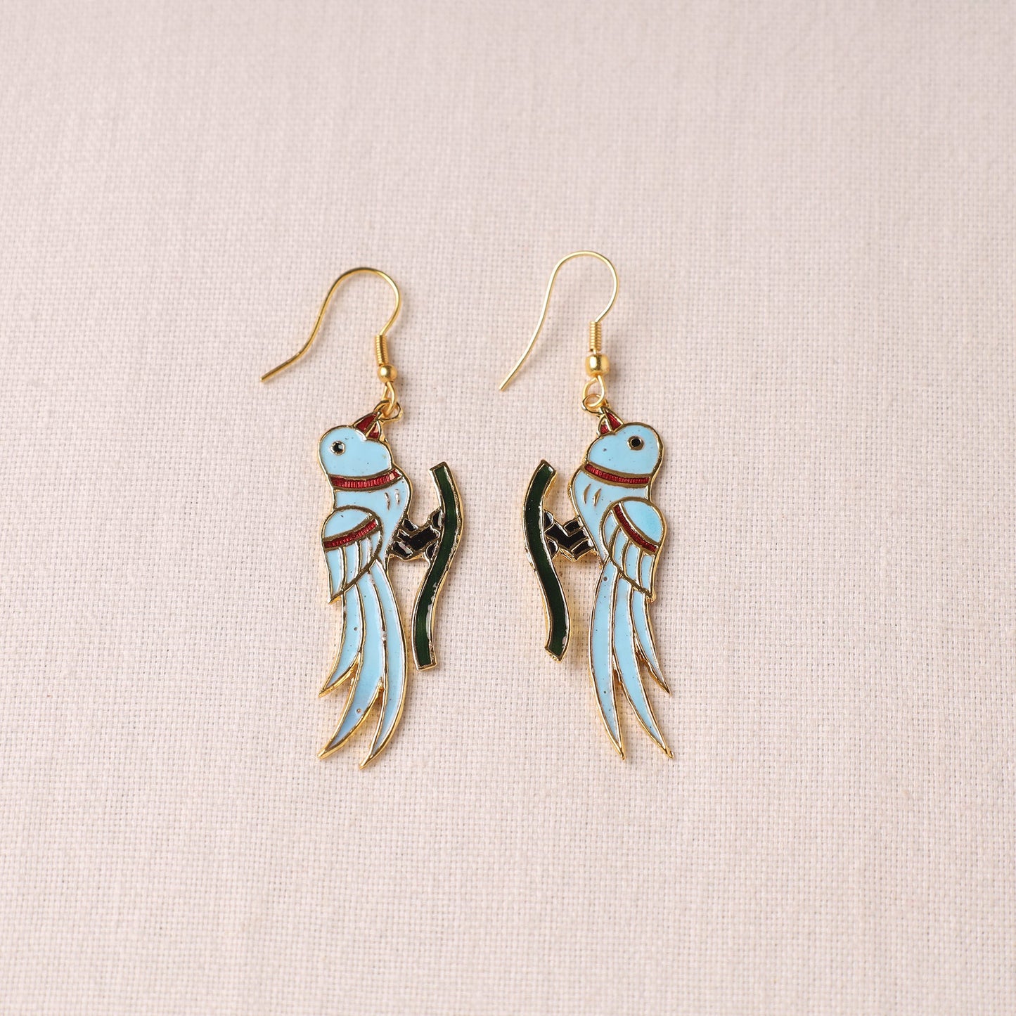 Handcrafted Paka Meenakari Jhumka Earrings