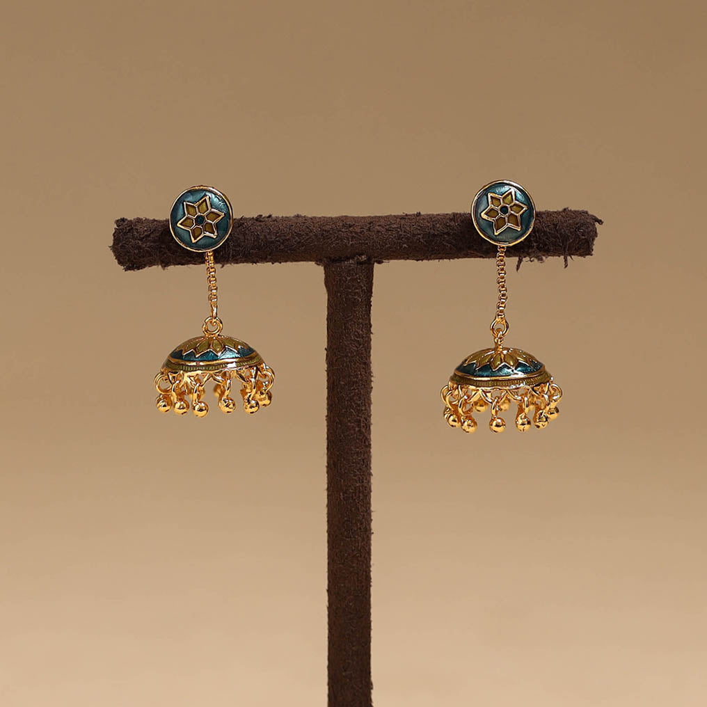 Handcrafted paka meenakari jhumki earrings 58