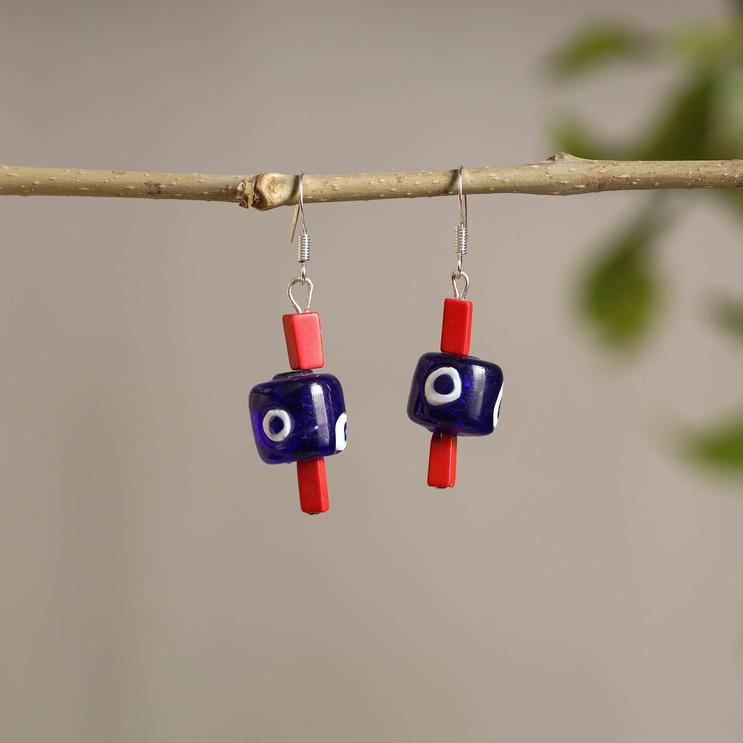 Handcrafted Blue Pottery Ceramic Earrings 08 Online at iTokri.com