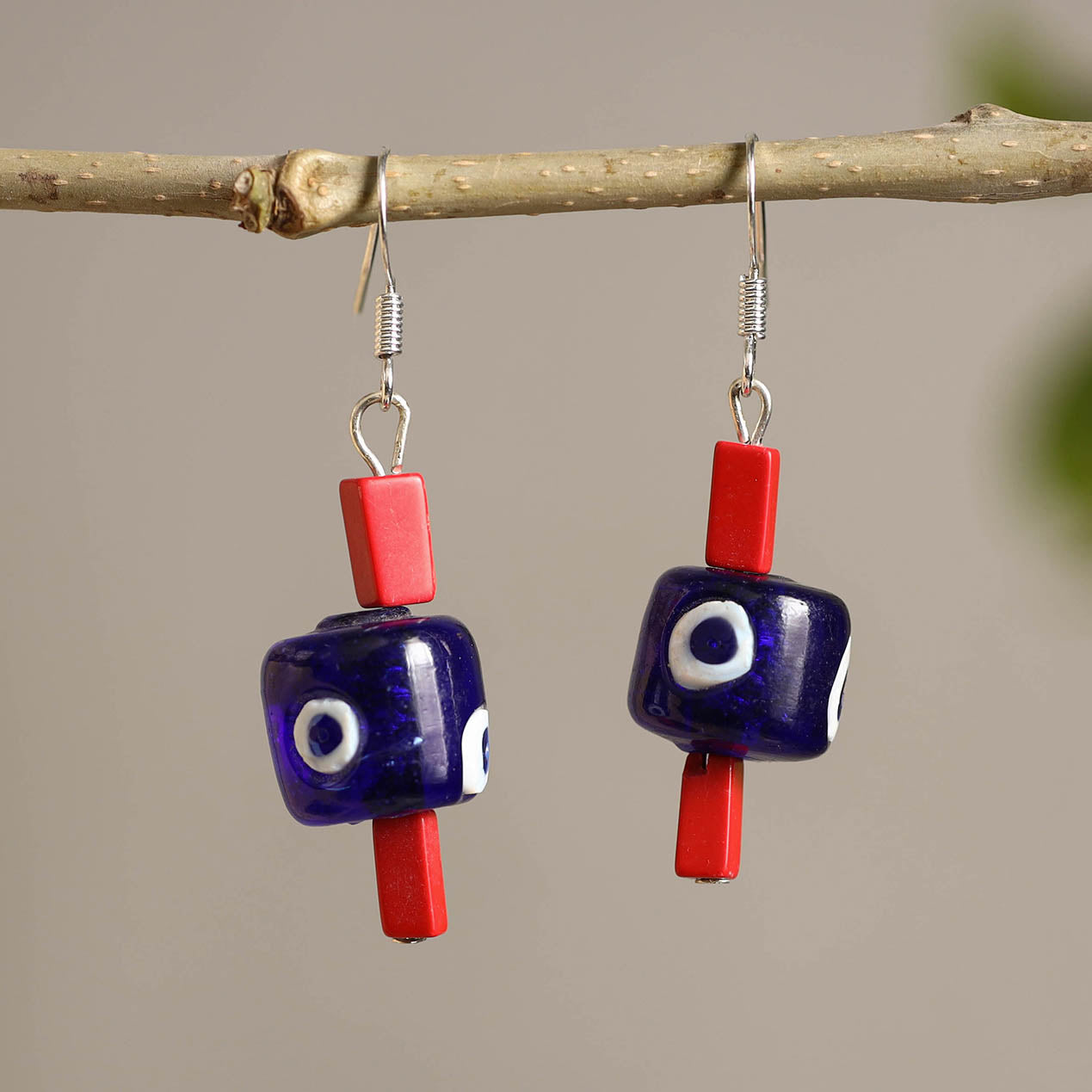 Handcrafted Blue Pottery Ceramic Earrings 08 Online at iTokri.com