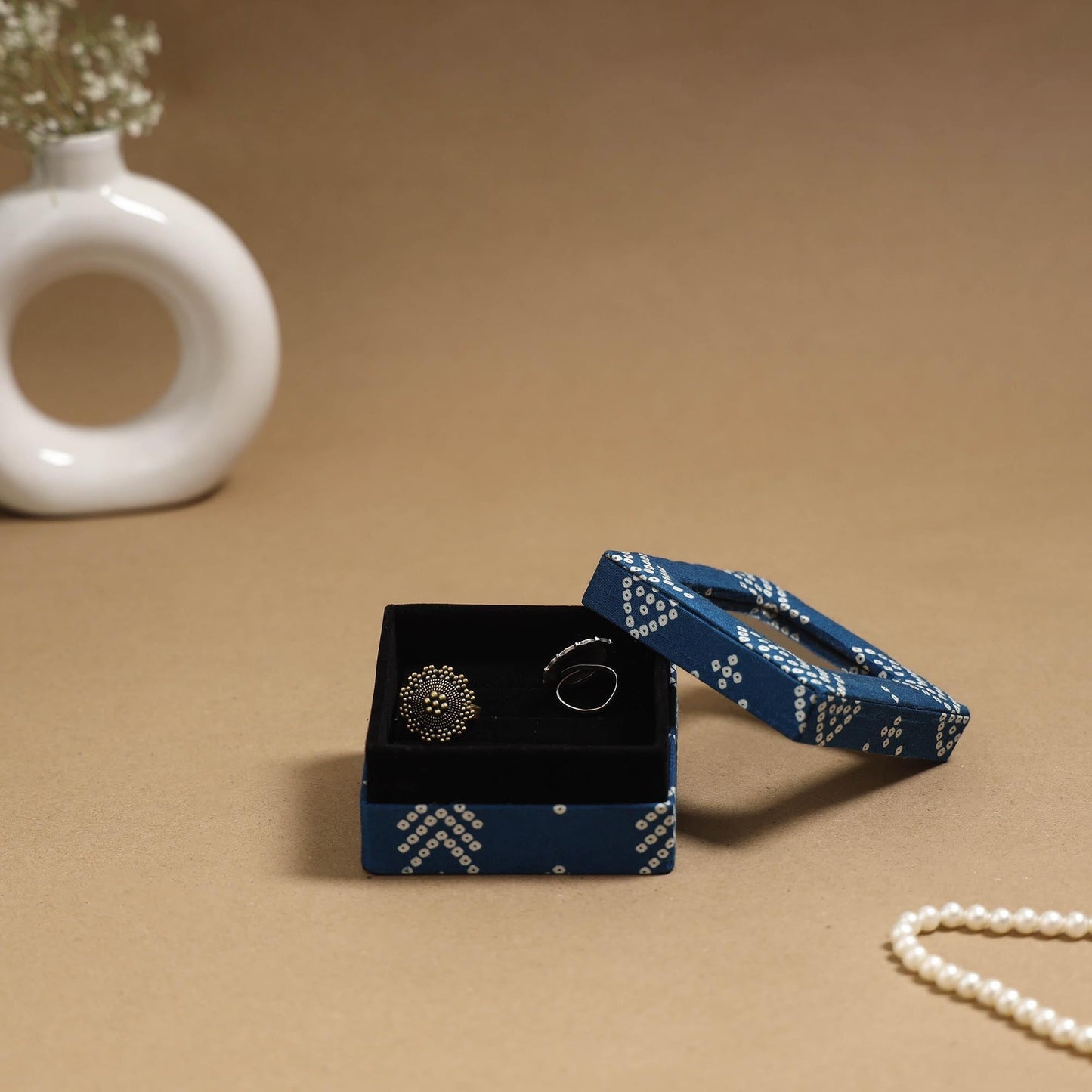 Handcrafted printed fabric ring/earring box 61
