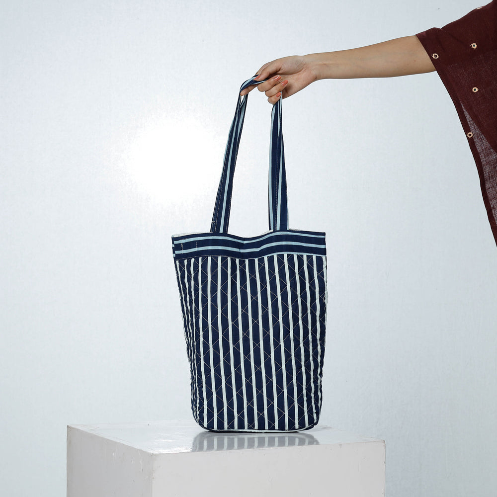 Blue - Handcrafted Quilted Bagru Block Printed Shoulder Bag
