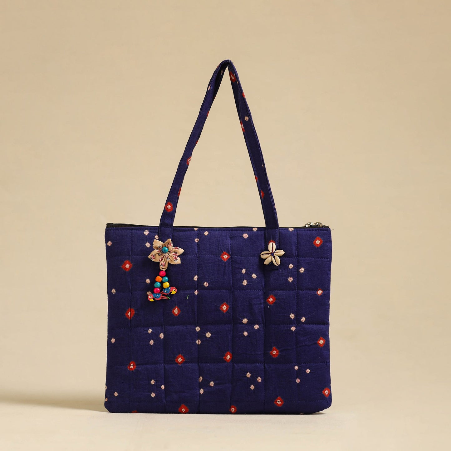 Blue Handcrafted Quilted Cotton Hand Bag