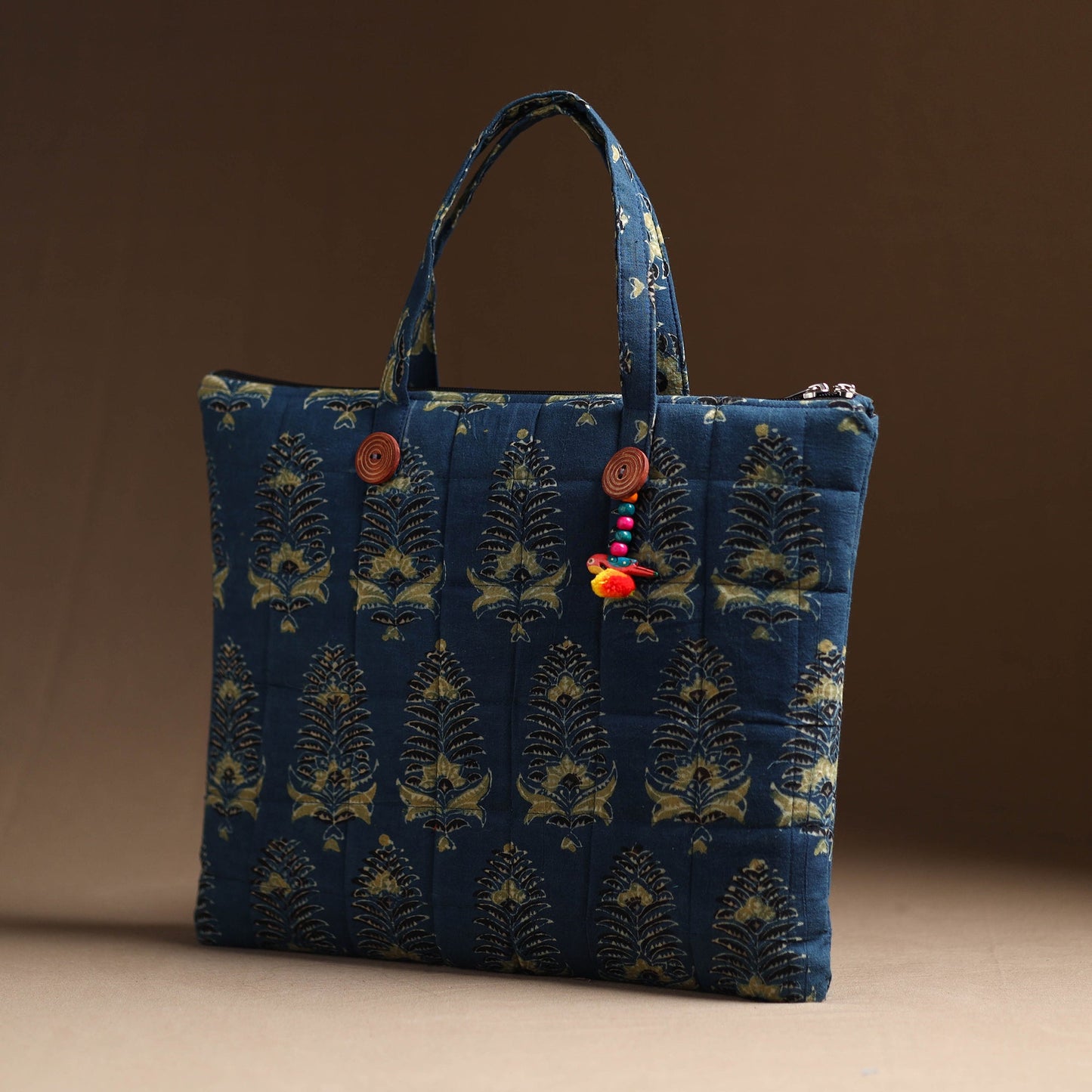 Blue Handcrafted Quilted Cotton Hand Bag 09