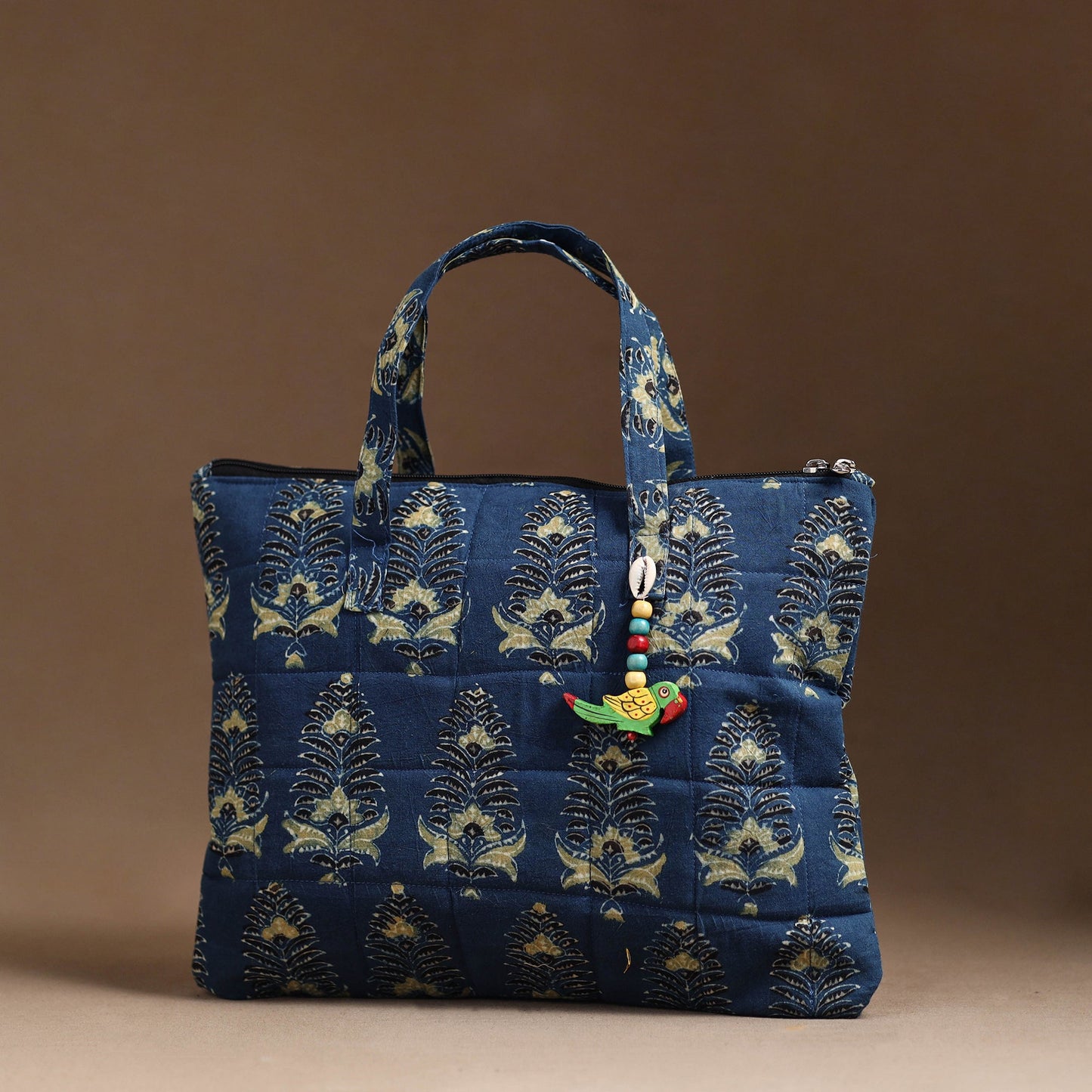 Blue Handcrafted Quilted Cotton Hand Bag 68