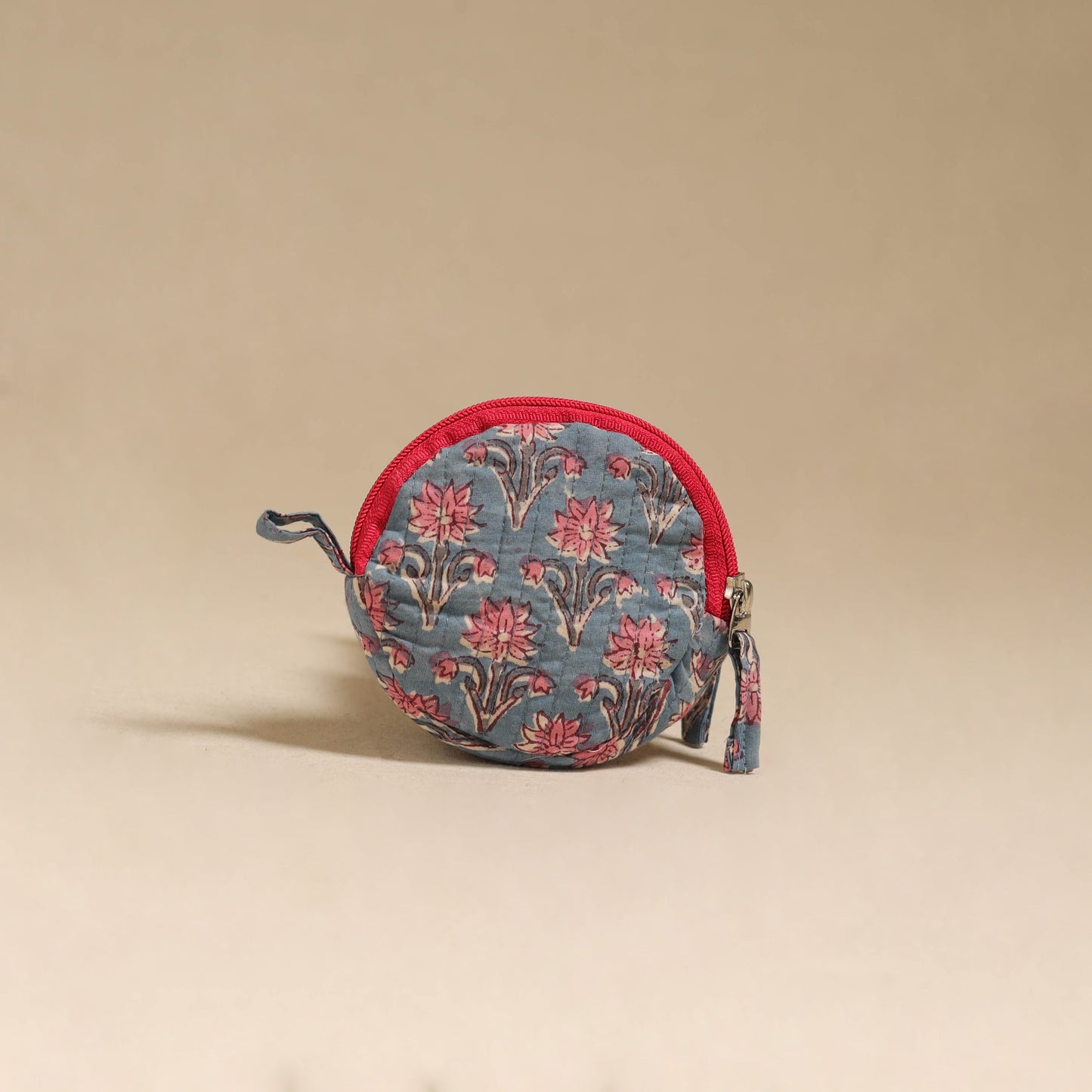 Blue - handcrafted quilted sanganeri block printed fabric