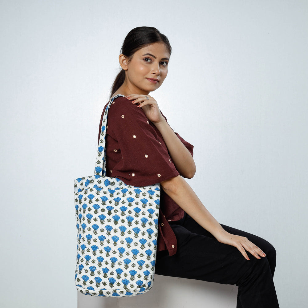 Handcrafted Quilted Sanganeri Block Printed Shoulder Bag