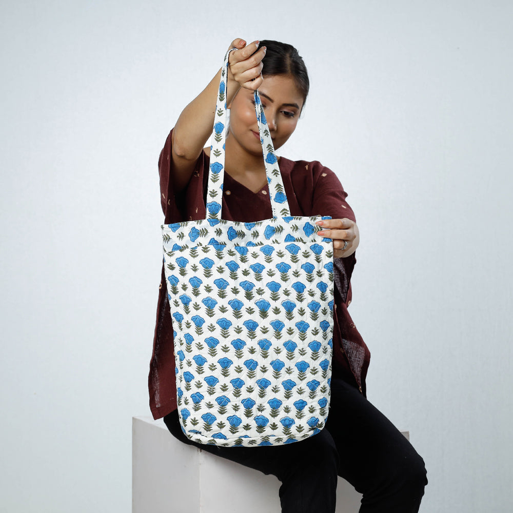 Handcrafted Quilted Sanganeri Block Printed Shoulder Bag