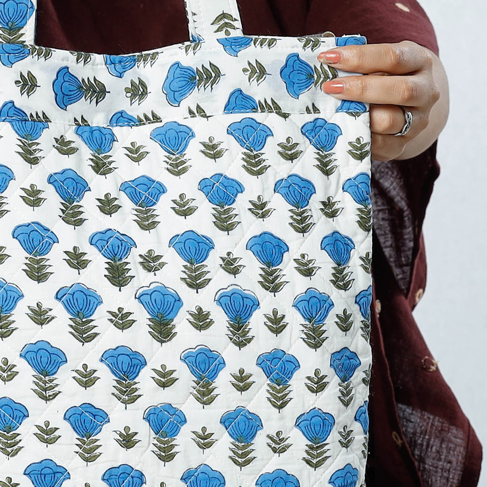 Handcrafted Quilted Sanganeri Block Printed Shoulder Bag