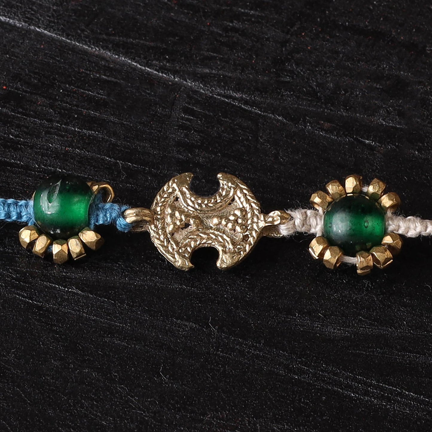 Handcrafted tribal dokra brass thread rakhi 28