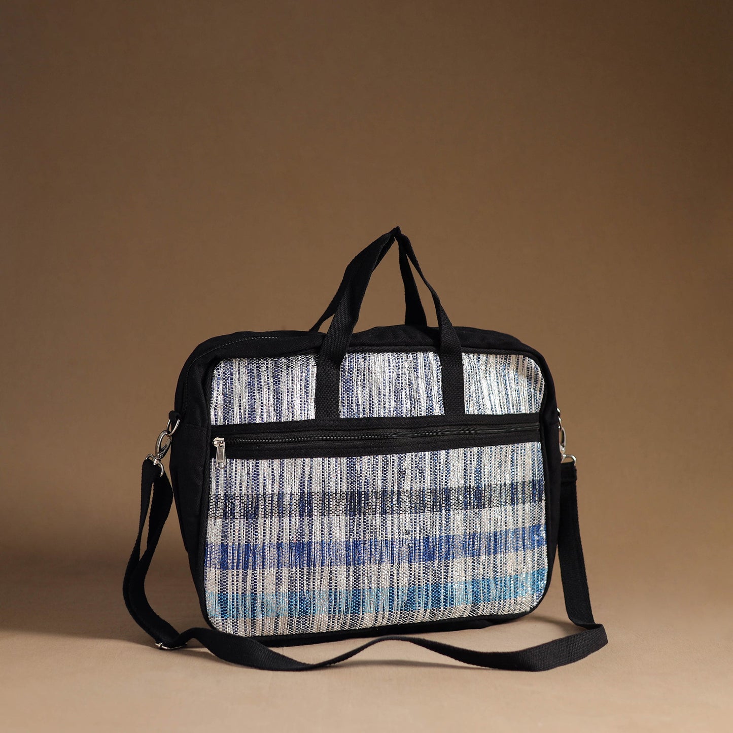 Blue Handcrafted Upcycled Woven Laptop Bag