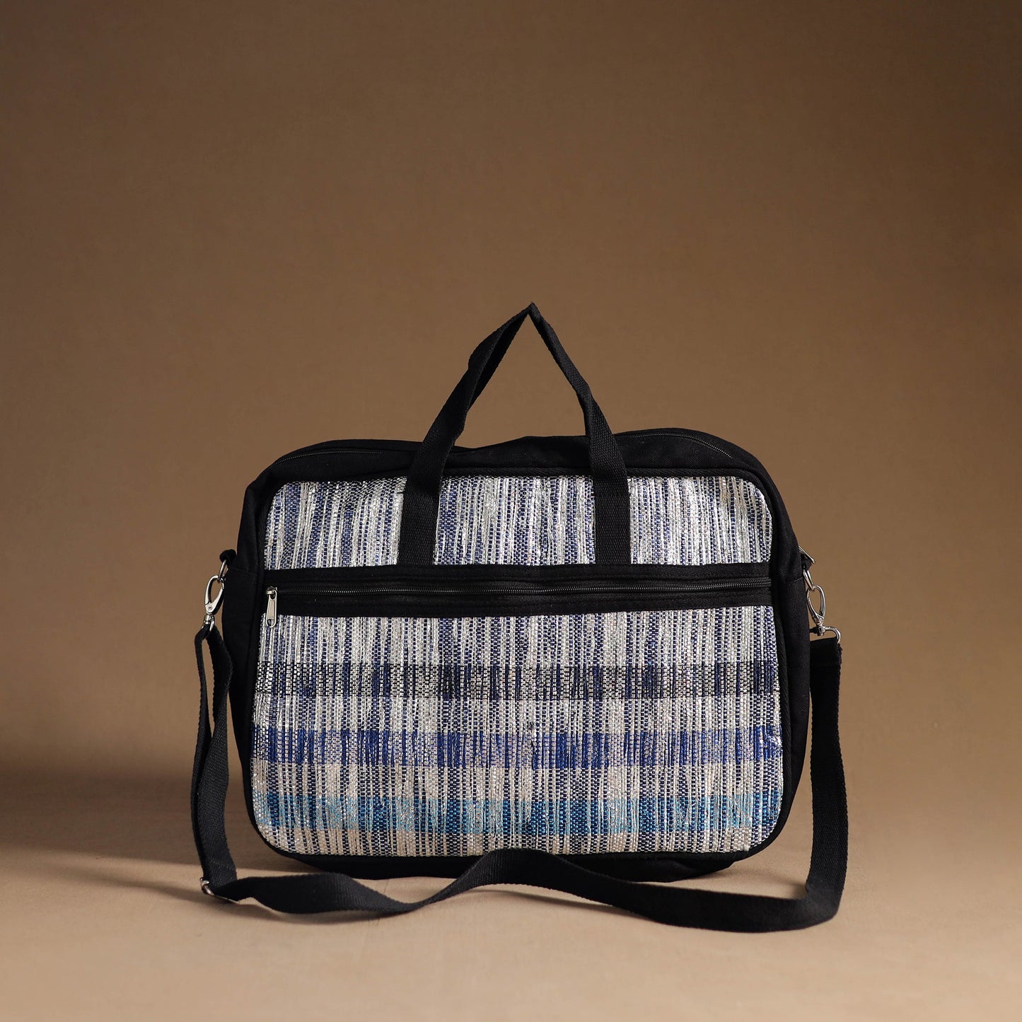 Blue Handcrafted Upcycled Woven Laptop Bag