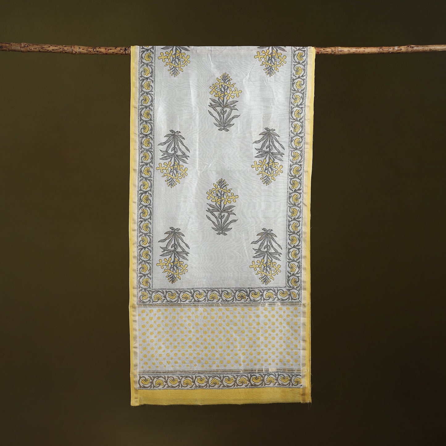 Handloom chanderi silk sanganeri stole 08 - handcrafted