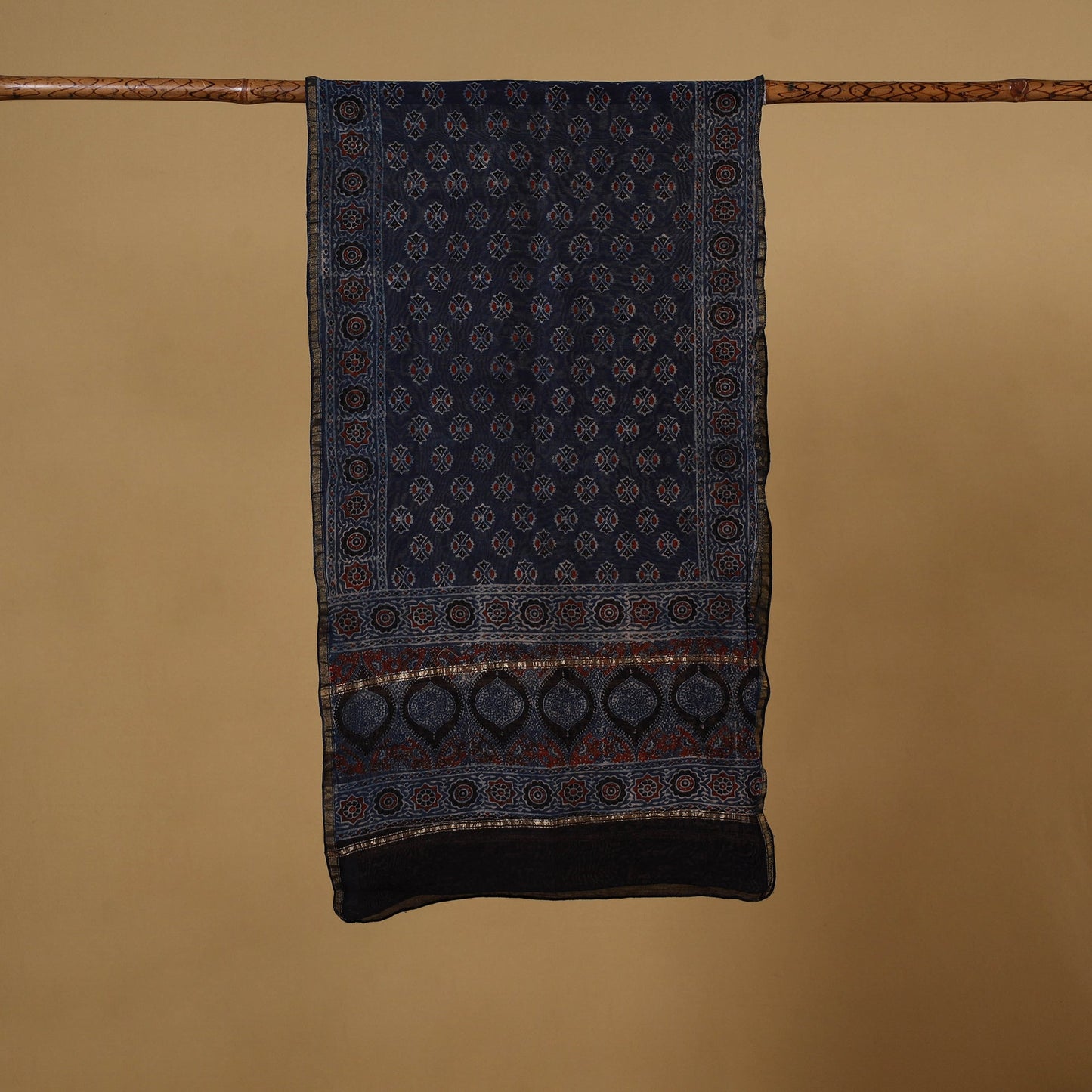 Handloom chanderi silk natural dyed stole 02 - handcrafted