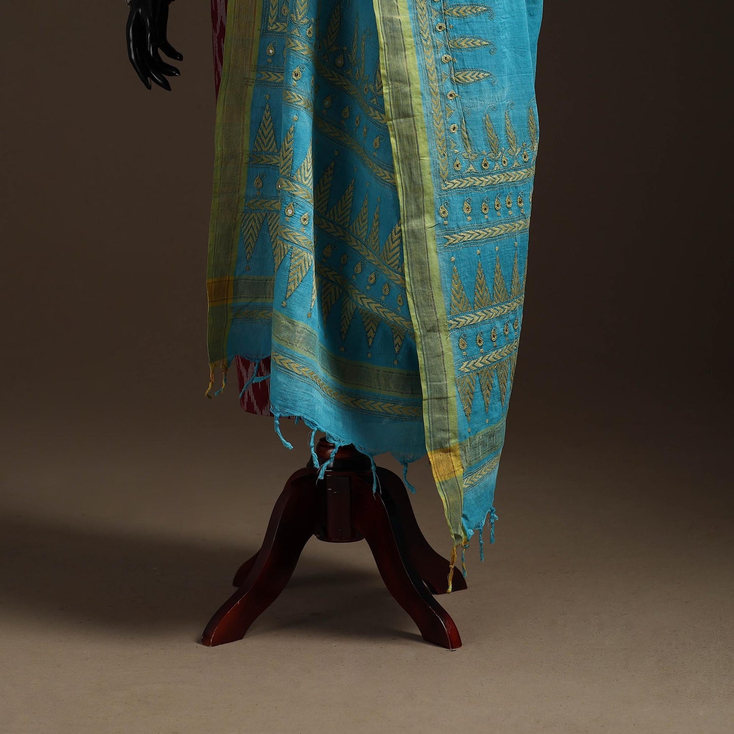 Blue - handloom cotton bengal hand kantha work dupatta 11
