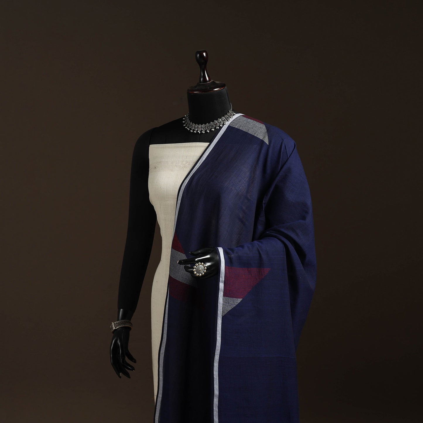 Handloom cotton bengal jamdani dupatta 19 - handcrafted