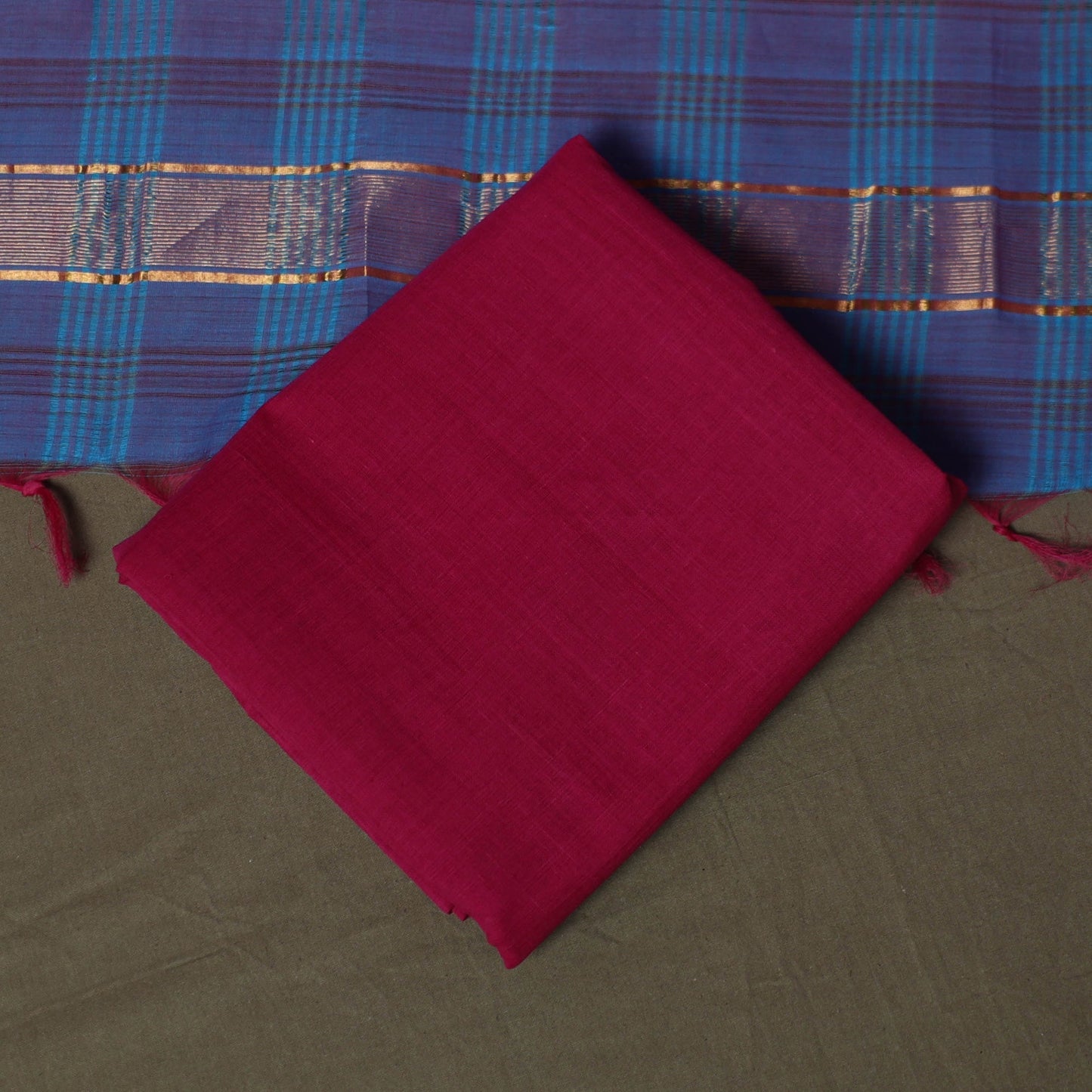 Handloom cotton mangalagiri 3pc unstitched dress material