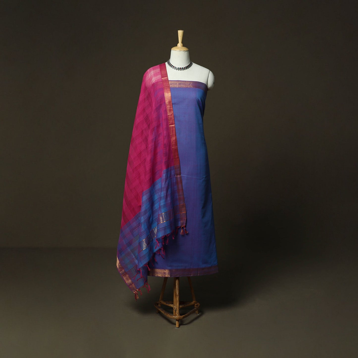 Handloom cotton mangalagiri 3pc unstitched dress material