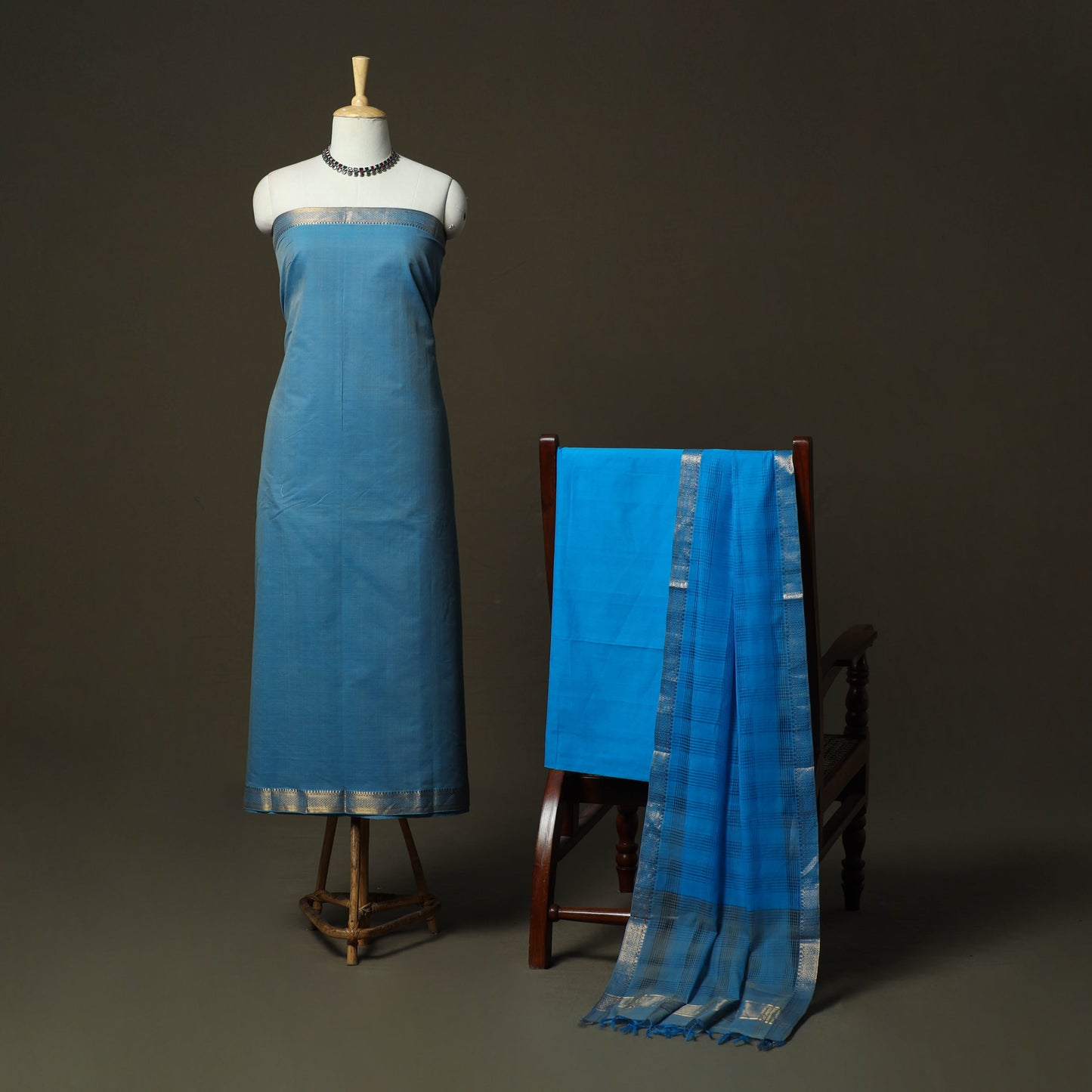 Handloom cotton mangalagiri 3pc unstitched dress material