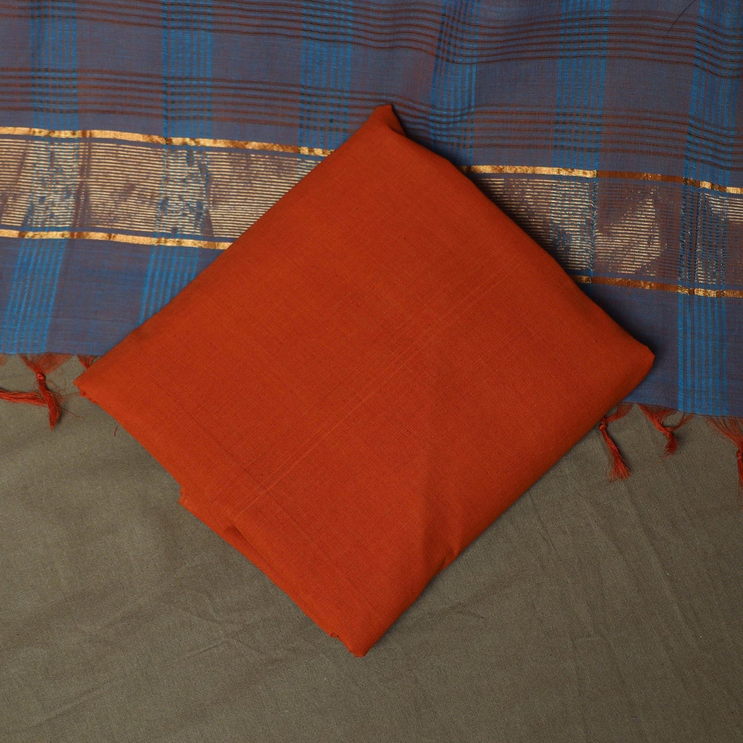 Handloom cotton mangalagiri 3pc unstitched dress material