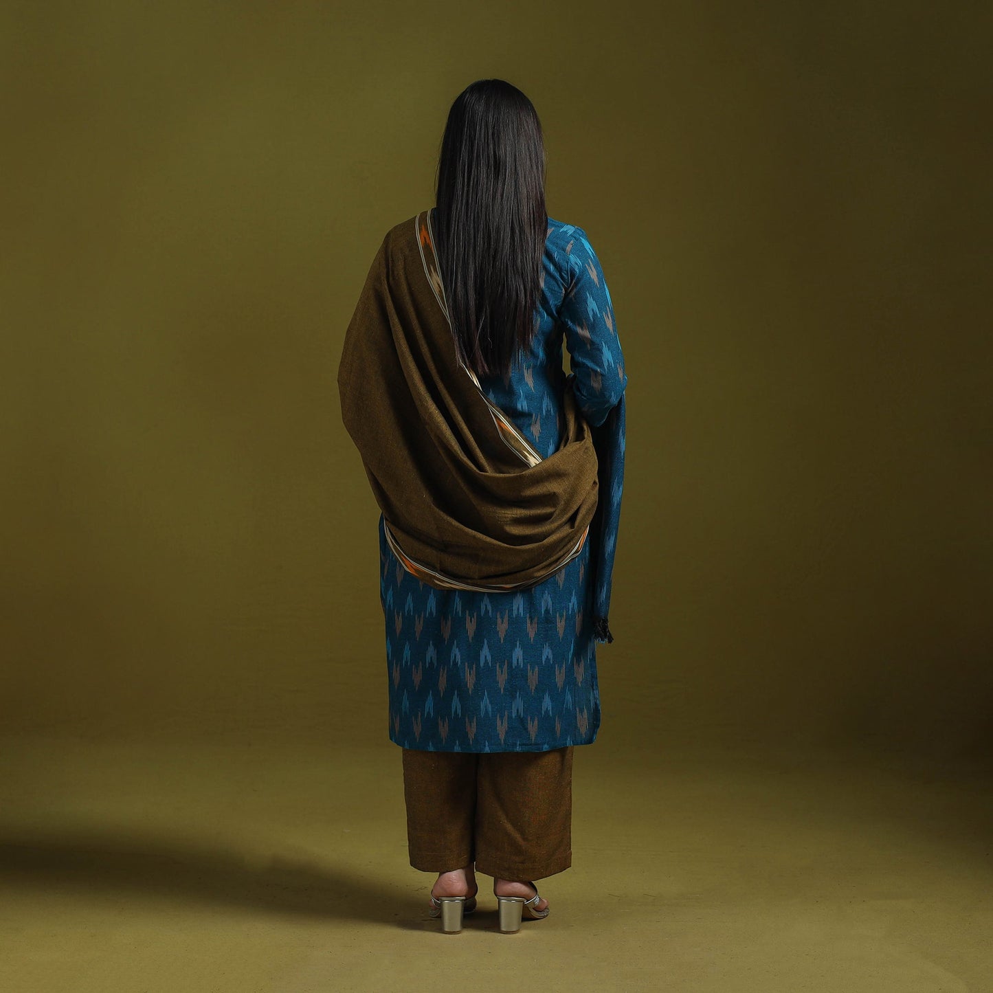 Handloom cotton pochampally ikat 3pc kurta set for women 17