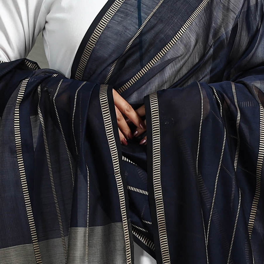 Blue - handloom silk cotton maheshwari dupatta 15