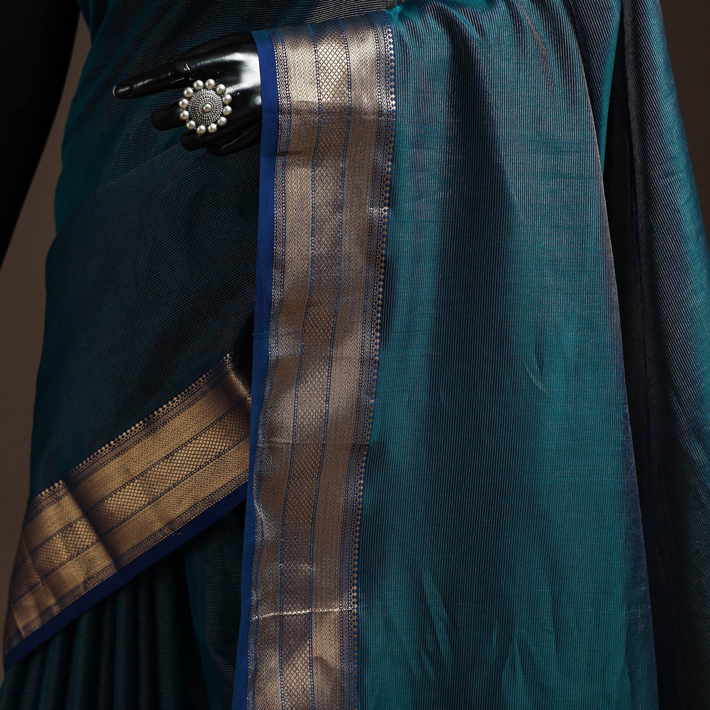 Blue - handloom tissue zari maheshwari saree with border 29