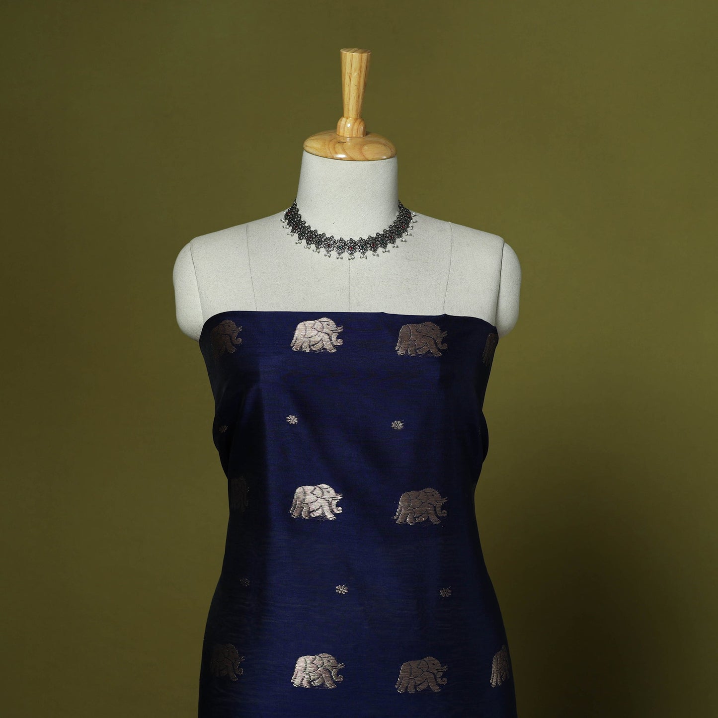 Handloom zari buti chanderi silk 2pc unstitched dress