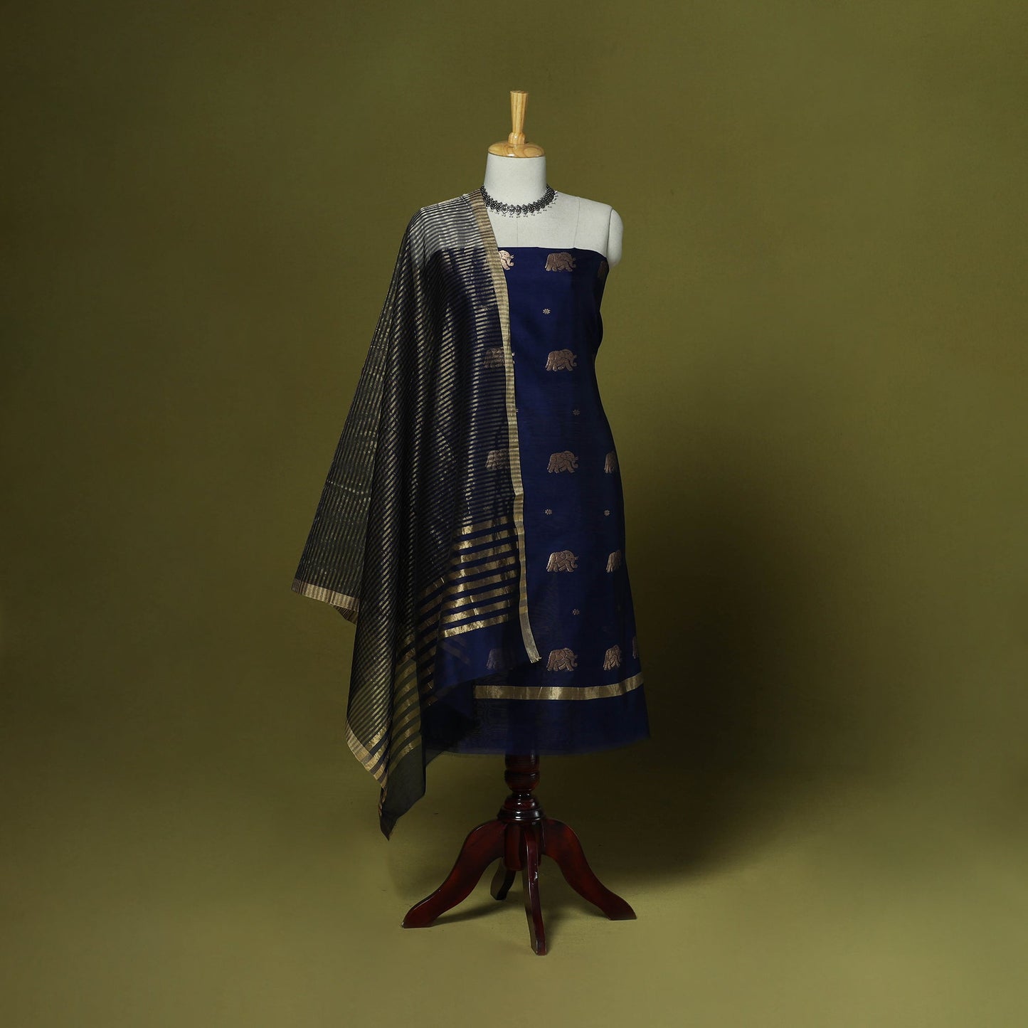Handloom zari buti chanderi silk 2pc unstitched dress