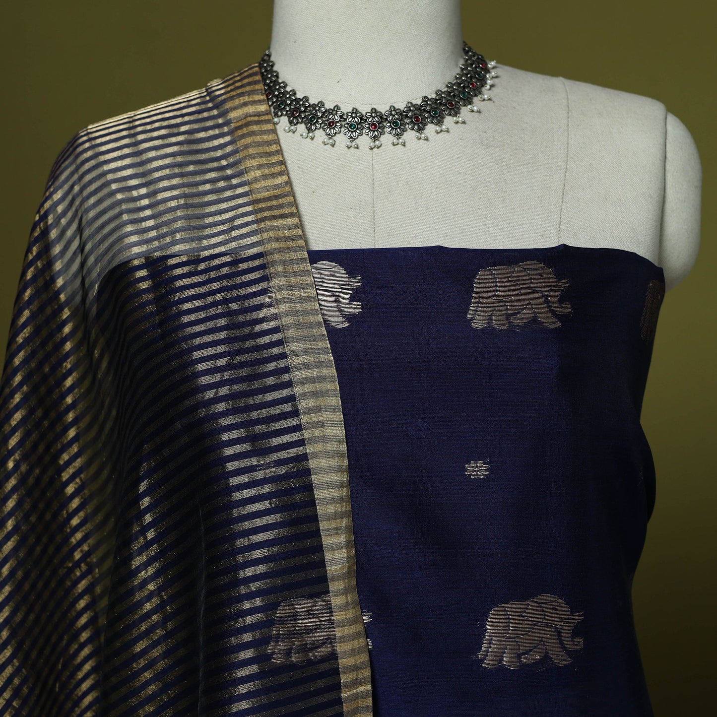 Handloom zari buti chanderi silk 2pc unstitched dress