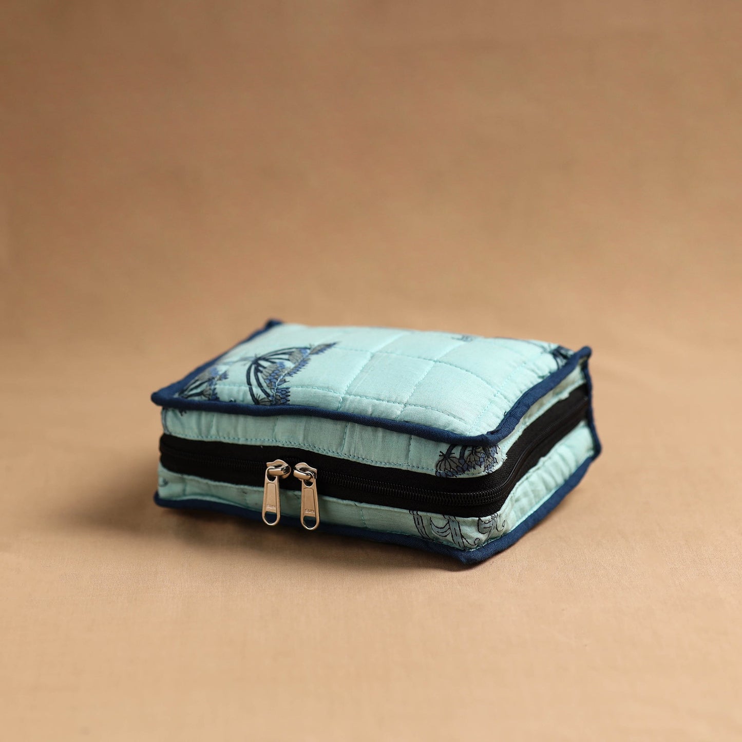 Blue Handmade 4 Pocket Jewellery Pouch
