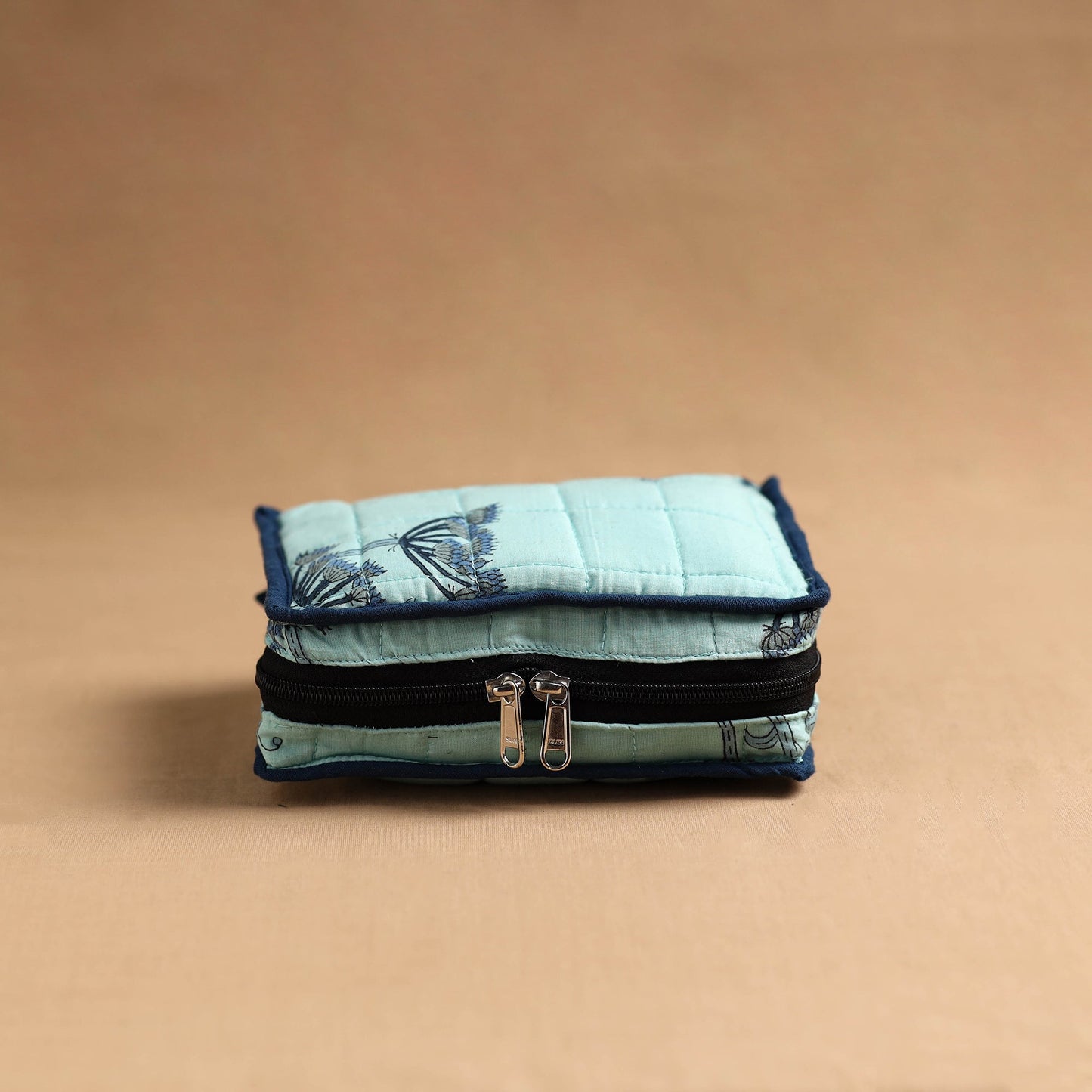 Blue Handmade 4 Pocket Jewellery Pouch