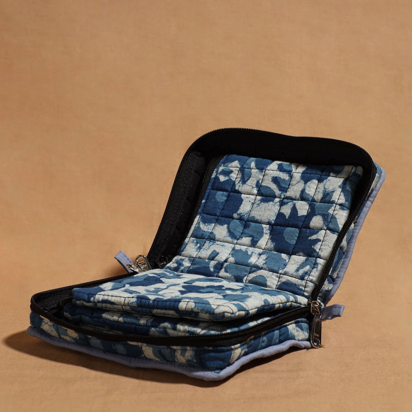 Blue Handmade 4 Pockets Cotton Jewelry Bag